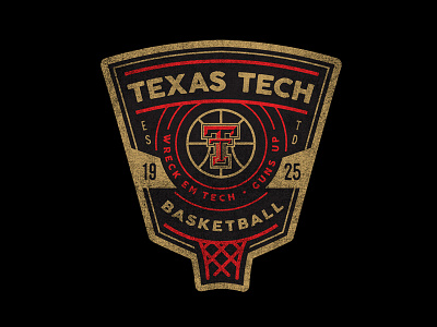 Texas Tech Basketball apparel badge basketball branding collegiate illustration ncaa patch tee texture type vintage