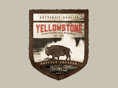 Yellowstone authentic badge branding buffalo cannon goods logo outdoors park patch photoshop quality