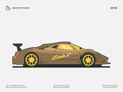 PAGANI ZONDA R animation design flat illustration logo minimal vector