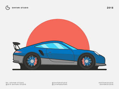 Porsche animation app design flat illustration illustrator logo minimal ux vector