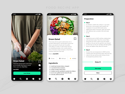 Food Recipe App app cooking design figma food learn recipe social ui ux web webdesign