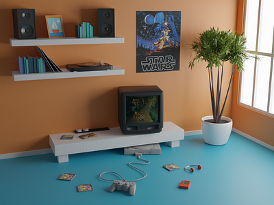 Playstation 3d blender blender3d cute illustration isometry