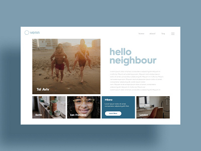 Venn Neighbohrood Homepage community homepage homepage ui neigbors neighborhood web design website