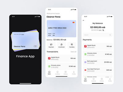 Finance App bank card concept credit card finance mobile mobile app ui ux