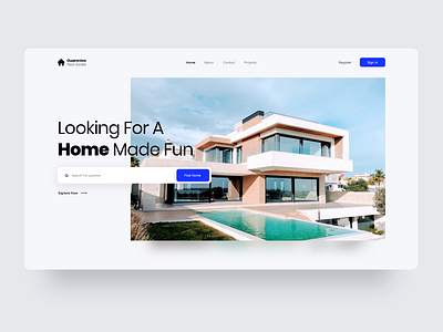 Real Estate 2020 trend clean design header hero home minimal real estate ui ux web web design website websites