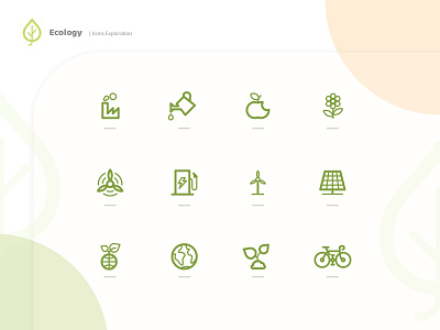 Ecology Icons Exploration branding design drawing eco green eco icon assets eco support ecology green icons illustrator outline outline icons symbol vector