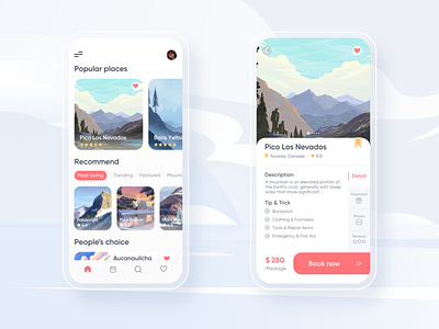 Traveling - Booking App app app design booking clean illustration illustrator minimal mobile nature traveling