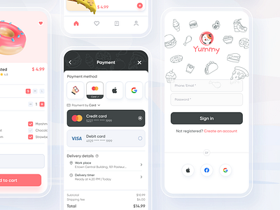 Delivery App mobile / Payment app card delivery food food order mobile ordering payment ui ux
