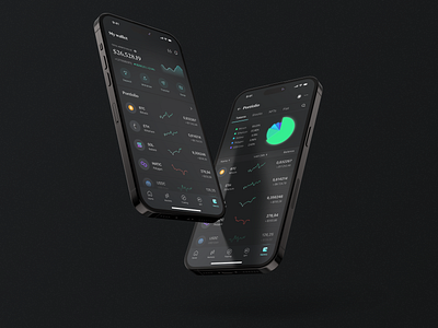 Crypto Wallet app blockchain chart clean crypto darkmode minimal mobile payment ui ux wallet