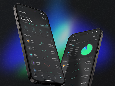 Crypto Wallet app blockchain chart clean crypto darkmode minimal mobile payment ui ux wallet