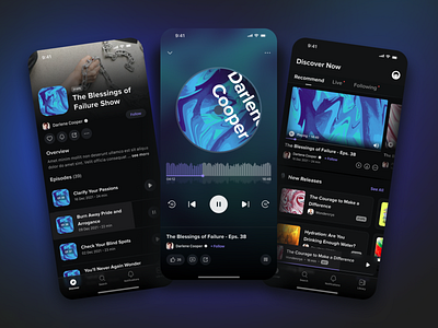 Podcast App - Mobile Design app clean darkmode minimal mobile music podcast product design ui ux