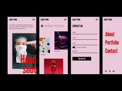 Portfolio template mobile adaptive mobile pink portfolio portfolio template template ui uidesign website template