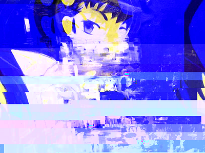 Glitch anime blue character glitch illustration monogatari