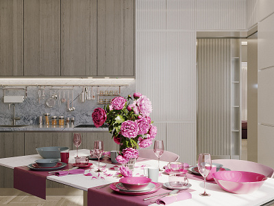 Interior kitchen-dining room 3d 3ds max 3dsmax cgart cgi corona render corona renderer interior interior design interiors