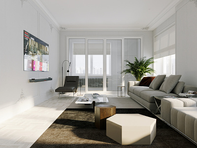 Living room in a three-room apartment 3d 3ds max 3dsmax cgart cgartist cgi corona render corona renderer design interior interior design interiors photoshop
