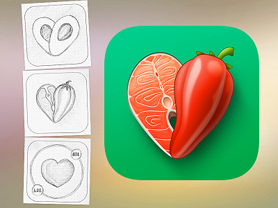 Cholesterol Manager health icon iphone pepper salmon sketch