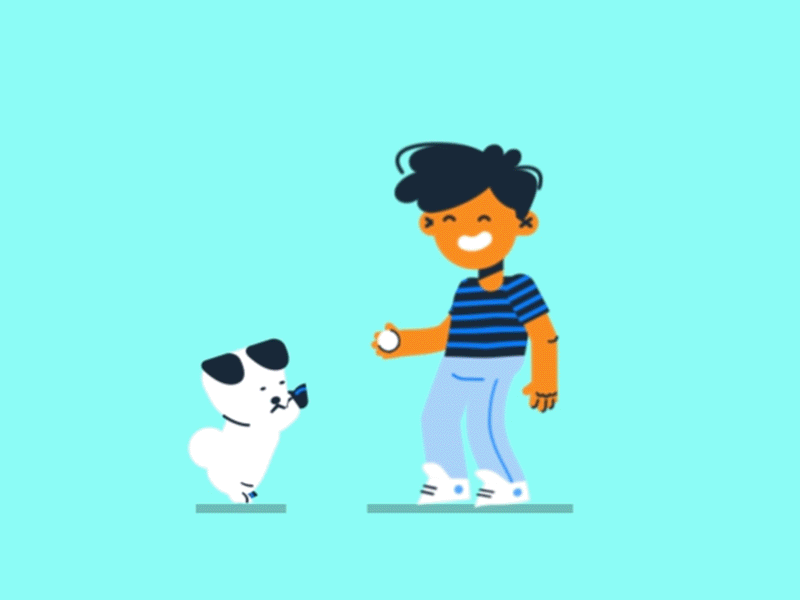 Boy and his dog animation animation after effects ball character animation character design design doggy illustration motion design motion graphics