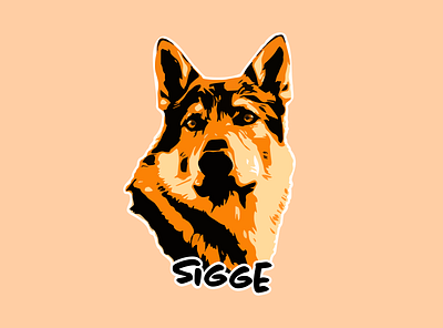 Sigge the office wolf design dog illustrator sticker vector