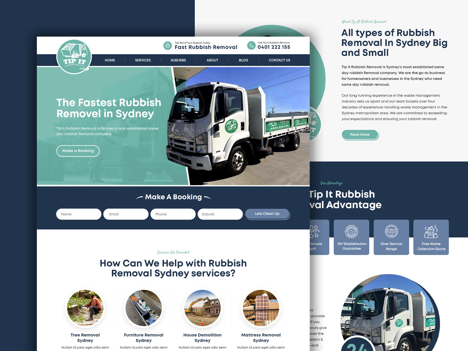 Tip It Rubbish Removal site Design by Brodey Sheppard on Dribbble