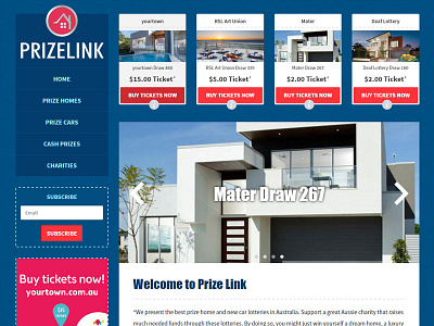 Prizelink.com.au charity left menu lottery prize