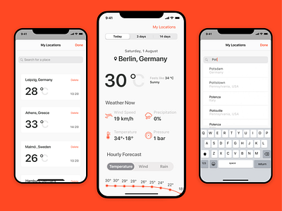 Weather App app app design clear design light minimalistic mobile ui weather