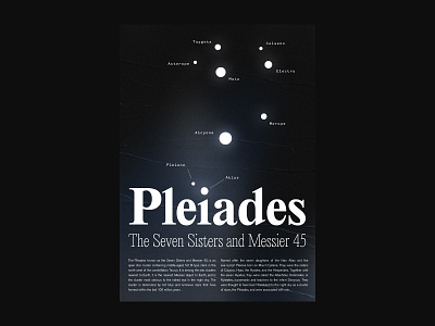 Seven Sisters Poster astrology astronomy black black and blue blue constellations design glow glowing glows greek mythology mythology poster poster design poster designer posters space stars typography typography poster