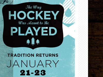 Minnesota Tradition blue hockey pond hockey retro sans serif sports vintage wood grain