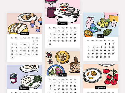 2021 Illustrated Calendar calendar calendar design food illustration illustration procreate procreate art still life