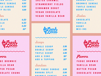 Menu for Rebrand – Fresh Local Ice Cream brand design brand identity branding branding and identity design identity design layout logo logo design menu typography visual identity