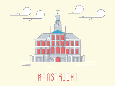 City hall of Maastricht city debut illustration illustrator landmark maastricht shot