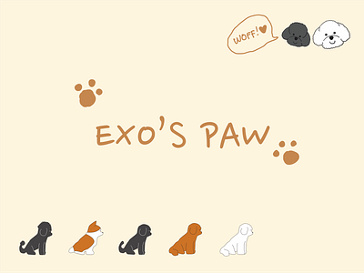 EXO's Paw Theme bichon branding design dog graphic design icon illustration kpop logo minimalist pet ux vector
