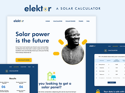 Elektor: A Solar Calculator branding calculator ui design logo typography ui