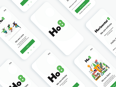 Horizontal8 (Ho8) Mobile App Onboarding Screens branding logo mobile app onboarding ui