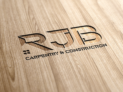 Engraved Wood Mockup for RJB Carpentry & Construction Logo brand design brand identity branding design graphicdesign grid design grids gridsystem logo logodesign logodesinger logotype mockup typography vector