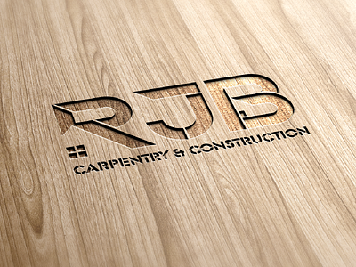 Engraved Wood Mockup for RJB Carpentry & Construction Logo