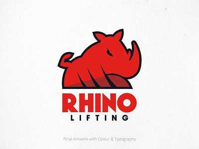 Rhino Lifting Logo - final mark and typography lockup adobe bodybuilding brand branding fitness gym illustrator lifting logo rhino type typography vector