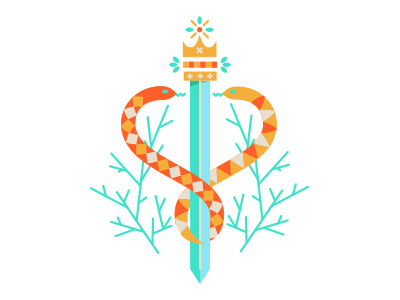 Snake crown illustration snake sword