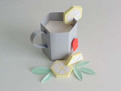 Paper Mug lemon paper paperart tea