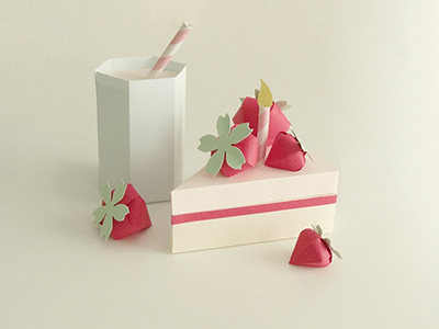 Cake birthday cake paperart strawberries