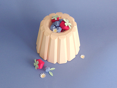 Paper Bundt Cake cake craft design paper strawberry