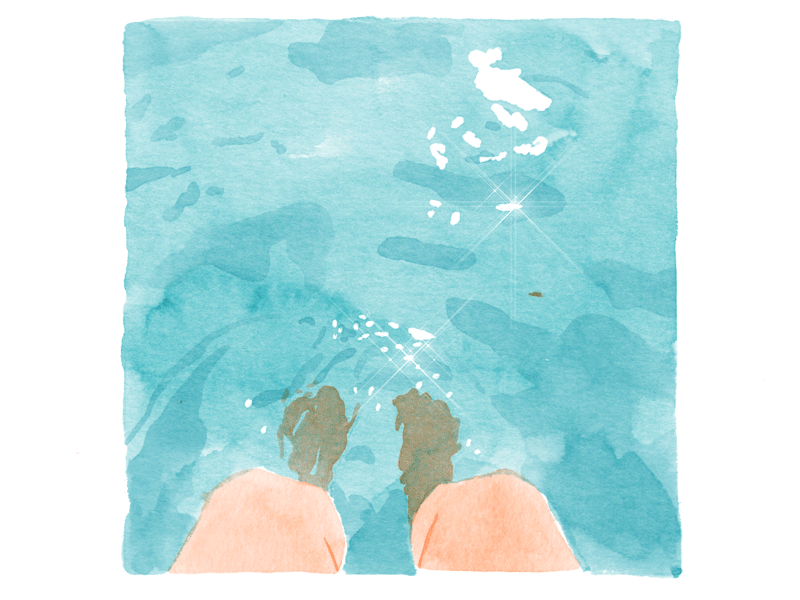 Summer time 2danimation animation calm cool feet pool soothing water watercolor watercolor illustration