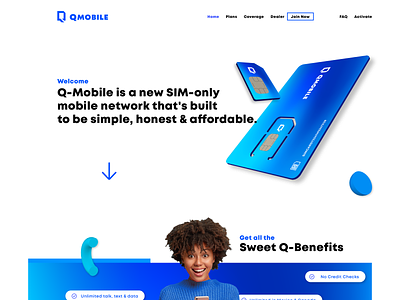 QMobile Website design interface product service startup telecom ui ux web website