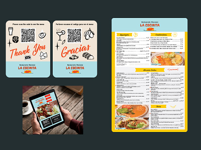 BeneskiDesign LaCo Mex Menu plusQR reader branding design illustration menu design print design restaurant branding vector