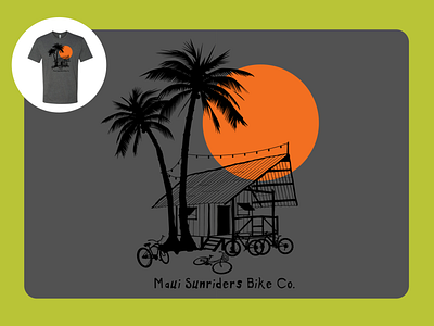 Beach Hut & Bikes design illustration screenprint vector