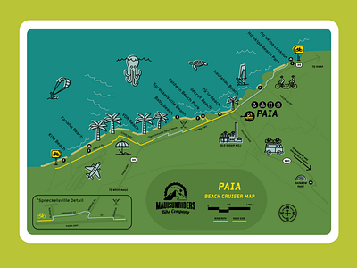 Paia Bike Cruiser Map branding design illustration map illustration print design vector