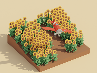 Sunflowers 3d airplane assets blender blender 3d gamedev illustration isometric low poly lowpoly lowpolyart sunflowers sunny unity