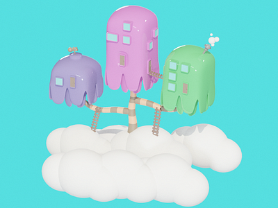 Colourfull Tree House 3d blender blender3d blender3dart blendercycles clouds cute design house illustration isometric isometric art isometric illustration sky sky blue travel treehouse