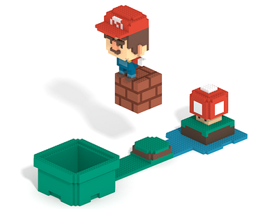 Mario in Voxel Art - Lego Style 3d character characterdesign cubic cute illustration isometric lego magicavoxel mario mariobros minecraft nintendo voxel voxelart