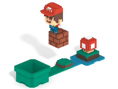 Mario in Voxel Art - Lego Style