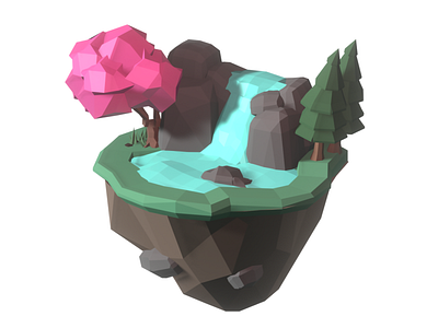 Spring island 3d blender3d blender3dart illustration island isometric isometric art lowpoly lowpolyart nature renders tree ui water